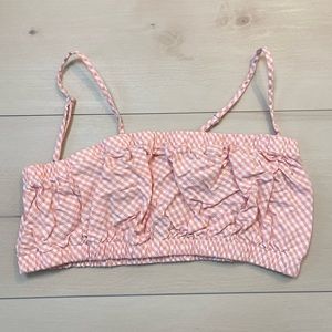 Women’s Cotton on gingham orange pink white crop top summer